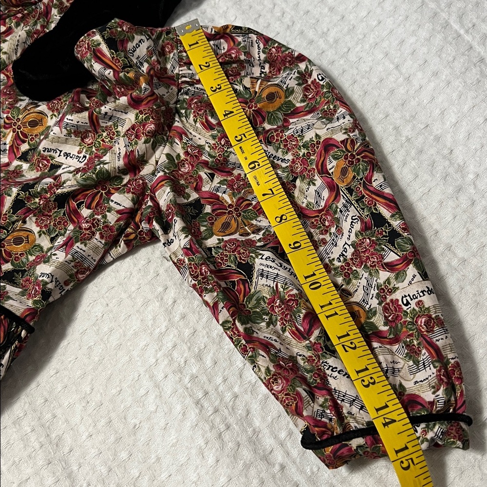 Petals San Francisco Vintage Girl’s Scalloped Hem Holiday Print Dress Size 10 - Picture 15 of 16